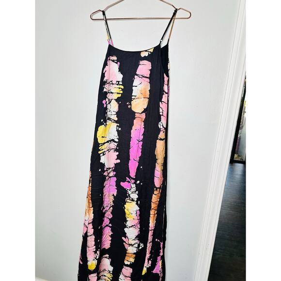 BUSAYO COLLECTIVE Black Pink Tie-Dye V-Neck Slip Style Dress Size Small - Picture 6 of 11